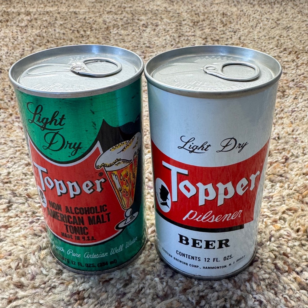 Vintage Topper Beer Pilsener & Non Alcoholic Malt Tonic Cans Arabic‎ Script NJ